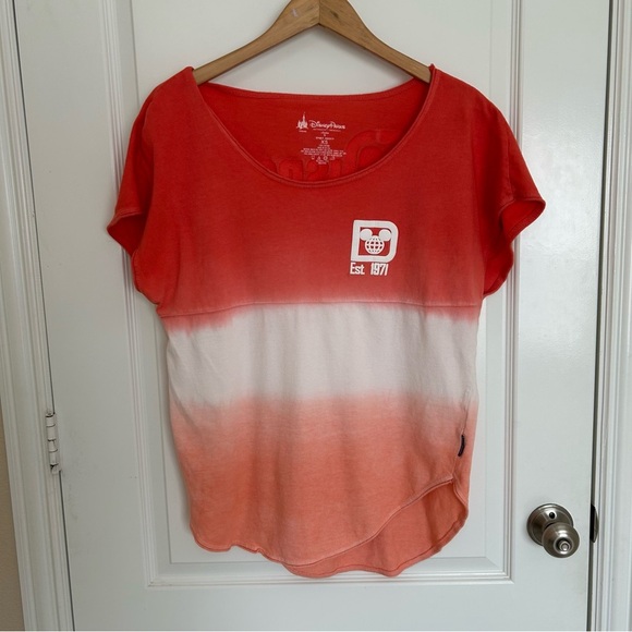 Disney World Parks‎ Women’s Coral Ombre Cotton Short Sleeve Spirit Jersey XS - Picture 3 of 12